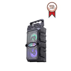 Kts-1096 Gri Bluetooth Parti Hoparlörü 3 Inç × 2 Kablosuz Speaker Radyo-usb-tf Girişli