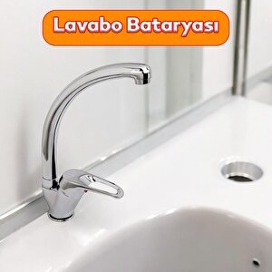 Banyo Lavabo Sıcak Soğuk Çift Su Girişli El Yıkama Musluğu Kuğu Çeşmesi Bataryası 27 Cm