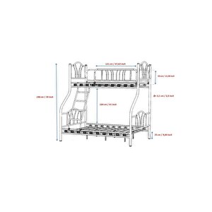 3 Kişilik Ebeveyn Yatak Odası 3lü Yazlık Misafir Metal Ranza 140*200 + 90*200