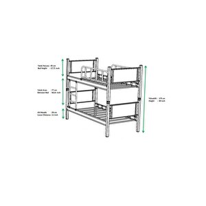 Genç Çocuk Odası Ahşap Başlıklı 90x200 Metal Ranza