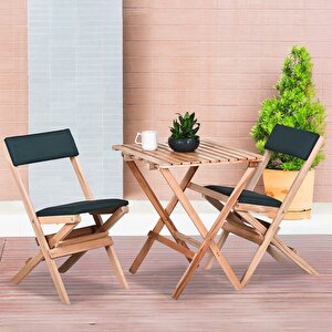 Bysay Ahşap Katlanir Döşeme Mi̇nderli̇ 3 Lü Bi̇stro Set Bahçe Takimi (naturel-yeşi̇l) Yeşil