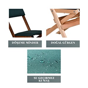 Bysay Ahşap Katlanir Döşeme Mi̇nderli̇ 3 Lü Bi̇stro Set Bahçe Takimi (naturel-yeşi̇l)