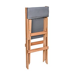 Bysay Ahşap Katlanir Döşeme Mi̇nderli̇ 3 Lü Bi̇stro Set Bahçe Takimi (naturel-gri̇)