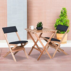 Bysay Ahşap Katlanir Döşeme Mi̇nderli̇ 3 Lü Bi̇stro Set Bahçe Takimi (naturel-antrasi̇t) Antrasit