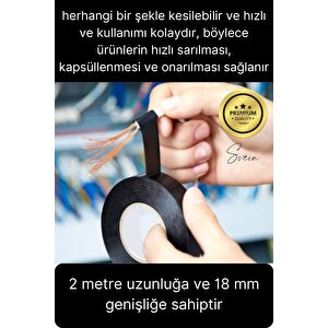 30 Ad. Premium Kalite 20 Mt Yalıtım İzole Pvc Elektrik Bandı Su Geçirmez Sızdırmaz Koruma Bant Siyah