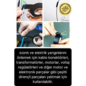 30 Ad. Premium Kalite 20 Mt Yalıtım İzole Pvc Elektrik Bandı Su Geçirmez Sızdırmaz Koruma Bant Siyah
