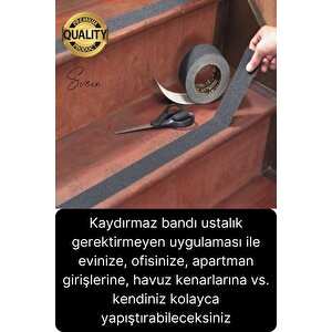 Premium 2 Adet 50mm X 15mt Siyah Kaydırmaz Bant Yapışkanlı Merdiven Basamak Zemin Güçlü Tutunabilen
