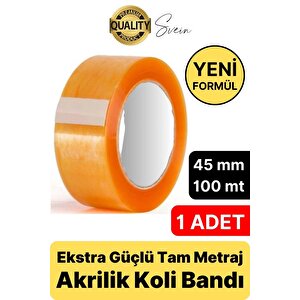 Ekstra Güçlü Yeni Formül 1 Adet 45 Mm X 100 Mt Koli Bandı Şeffaf Dayanıklı Bant Taşınma Ambalaj