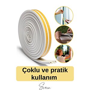Premium Kapı Pencere Soğuk Toz Sızdırmaz İzolasyon Fitili Kendinden Yapışkanlı Isı Yalıtım 2x5=10 Mt
