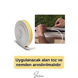 Premium Kapı Pencere Soğuk Toz Sızdırmaz İzolasyon Fitili Kendinden Yapışkanlı Isı Yalıtım 2x5=10 Mt