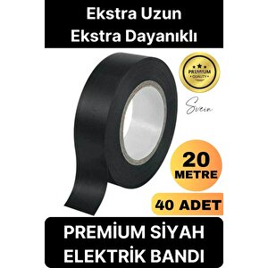 40 Ad.  20 Mt Yalıtım İzole Pvc Elektrik Bandı Su Geçirmez Sızdırmaz Koruma Bant Siyah