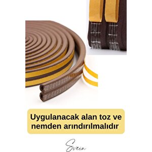Premium Kapı Pencere Soğuk Toz Sızdırmaz İzolasyon Fitili Kendinden Yapışkanlı Isı Yalıtım 2x5=10 Mt