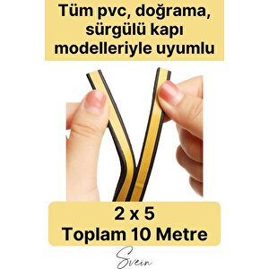 Premium Kapı Pencere Soğuk Toz Sızdırmaz İzolasyon Fitili Kendinden Yapışkanlı Isı Yalıtım 2x5=10 Mt