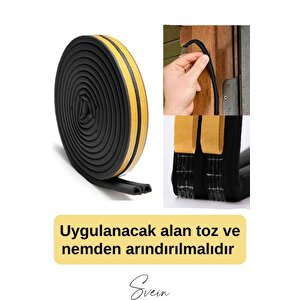 Premium Kapı Pencere Soğuk Toz Sızdırmaz İzolasyon Fitili Kendinden Yapışkanlı Isı Yalıtım 2x5=10 Mt
