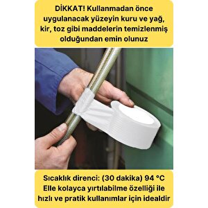 Çok Amaçlı Su Geçirmez Sızdırmaz Dayanıklı Izolasyon Beyaz Tamir Bandı 48 Mm 10 Mt 1 Adet