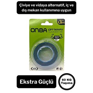 60 Kg Çift Taraflı Ekstra Güçlü Çok Amaçlı Tamir Silikon Bant Dış Mekan Montaj Bandı 18 Mm X 1,5 Mt