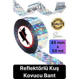 Premium Kuş Kondurmaz Rahatsız Eden Şerit Bant 45 Mm X 50 Mt Yansıtıcı Kuşsavar Çatı Hologram Bandı