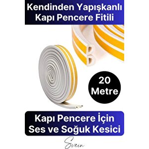 Kapı Pencere Fitili Soğuk İzolasyon Bandı Kendinden Yapışkanlı Güçlü Kauçuk Yalıtım Bant 2x10=20 Mt