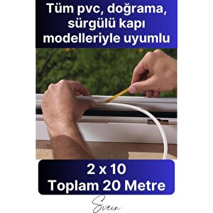 Kapı Pencere Fitili Soğuk İzolasyon Bandı Kendinden Yapışkanlı Güçlü Kauçuk Yalıtım Bant 2x10=20 Mt