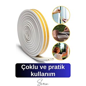 Kapı Pencere Fitili Soğuk İzolasyon Bandı Kendinden Yapışkanlı Güçlü Kauçuk Yalıtım Bant 2x10=20 Mt