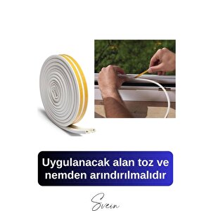 Kapı Pencere Fitili Soğuk İzolasyon Bandı Kendinden Yapışkanlı Güçlü Kauçuk Yalıtım Bant 2x10=20 Mt