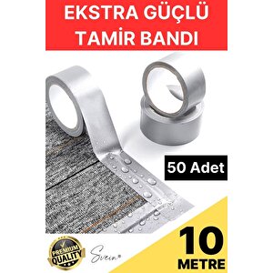 50 Adet 10 Mt Gri Lifli Tamir Takviye Onarım Bandı Su Geçirmez Sızdırmaz Kuvvetli Dayanıklı Çatlak