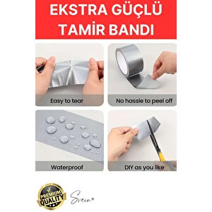 50 Adet 10 Mt Gri Lifli Tamir Takviye Onarım Bandı Su Geçirmez Sızdırmaz Kuvvetli Dayanıklı Çatlak