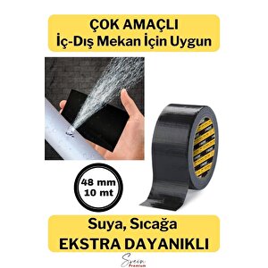 Çok Amaçlı Su Geçirmez Sızdırmaz Dayanıklı Boru Çatlak Onarım Izolasyon Siyah Tamir Bandı 48mm 10mt