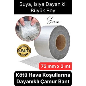 72 Mm X 2 Mt Su Geçirmez Sızdırmaz Çatı Boru Dayanıklı Çamur Sakız Bant Alüminyum Tamir Bandı