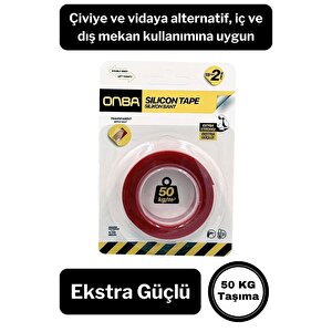 50 Kg Çift Taraflı Ekstra Güçlü Çok Amaçlı Tamir Silikon Bant Dış Mekan Montaj Bandı 18 Mm X 2 Mt
