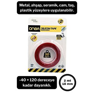 50 Kg Çift Taraflı Ekstra Güçlü Çok Amaçlı Tamir Silikon Bant Dış Mekan Montaj Bandı 18 Mm X 2 Mt