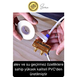 15 Ad. Premium Kalite 20 Mt Kablo Yalıtım Pvc Elektrik Bandı Dayanıklı Sızdırmaz Koruma Bant Beyaz