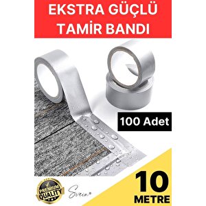 100 Adet 10 Mt Gri Lifli Tamir Takviye Onarım Bandı Su Geçirmez Sızdırmaz Kuvvetli Dayanıklı Çatlak