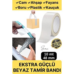 Premium Çok Amaçlı Su Geçirmez Sızdırmaz Dayanıklı Izole Beyaz Tamir Bandı 48 Mm 10 Mt 1 Adet