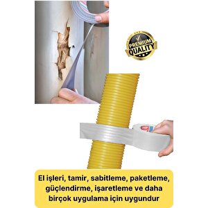 Premium Çok Amaçlı Su Geçirmez Sızdırmaz Dayanıklı Izole Beyaz Tamir Bandı 48 Mm 10 Mt 1 Adet