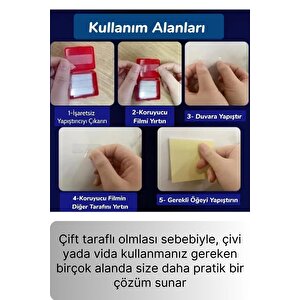 Kutulu Mini Çift Taraflı Bant Seti 60 Parça İz Bırakmaz Güçlü Şeffaf Yapıştırıcı Montaj Bandı