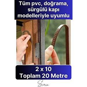 Kapı Pencere Fitili Soğuk İzolasyon Bandı Kendinden Yapışkanlı Güçlü Kauçuk Yalıtım Bant 2x10=20 Mt