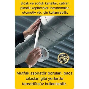 Alüminyum Yanmaz Folyo Bant Tamir Soba Boru Bandı Suya Sıcağa Dayanıklı Yama Düz Gri 45 Mm X 20 M
