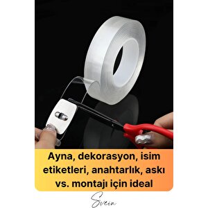 100 Kg Şeffaf Çift Taraflı Çok Amaçlı Güçlü Tamir Silikon Bant Dış Mekan Akrilik Bandı 18 Mm-2 Mt