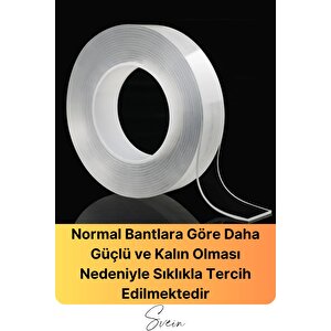 100 Kg Şeffaf Çift Taraflı Çok Amaçlı Güçlü Tamir Silikon Bant Dış Mekan Akrilik Bandı 18 Mm-2 Mt