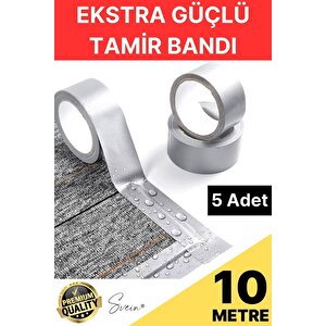 5 Adet 10 Mt Gri Lifli Tamir Takviye Onarım Bandı Su Geçirmez Sızdırmaz Kuvvetli Dayanıklı Çatlak