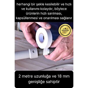 10 Ad. Premium Kalite 20 Mt Kablo Yalıtım Pvc Elektrik Bandı Dayanıklı Sızdırmaz Koruma Bant Beyaz
