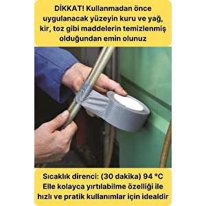 Çok Amaçlı Su Geçirmez Sızdırmaz Dayanıklı Izole Gri Tamir Bandı 48 Mm 10 Mt 1 Adet