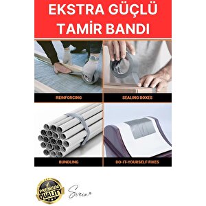 1 Adet 10 Mt Gri Lifli Tamir Takviye Onarım Bandı Su Geçirmez Sızdırmaz Kuvvetli Dayanıklı Çatlak