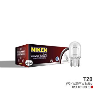 Niken T20 Di̇psiz Ampul 93 W21w W3x16s 12v 10lu