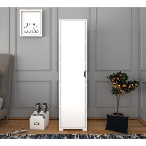 Duru 40 Cm Mat Beyaz 5 Raflı Kiler Tek Kapılı Banyo Ve Elbise Dolabı - Gardırop