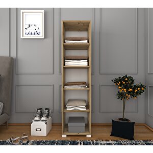Nisan 40 Cm Açık Ceviz-beyaz 5 Raflı Kiler Tek Kapılı Banyo Ve Elbise Dolabı - Gardırop