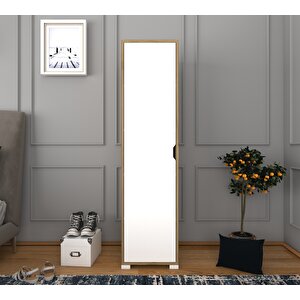 Nisan 40 Cm Açık Ceviz-beyaz 5 Raflı Kiler Tek Kapılı Banyo Ve Elbise Dolabı - Gardırop