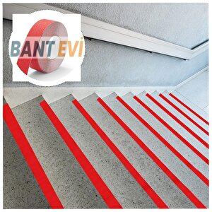 Kırmızı Kaydırmaz Bant 2.5cmx5metre İnce Kırmızı Merdiven Kaymaz Bant Zemin Kaydırmaz