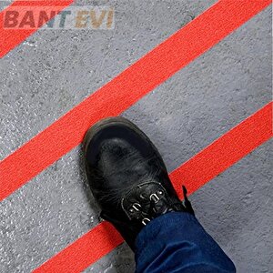 Kırmızı Kaydırmaz Bant 2.5cmx5metre İnce Kırmızı Merdiven Kaymaz Bant Zemin Kaydırmaz